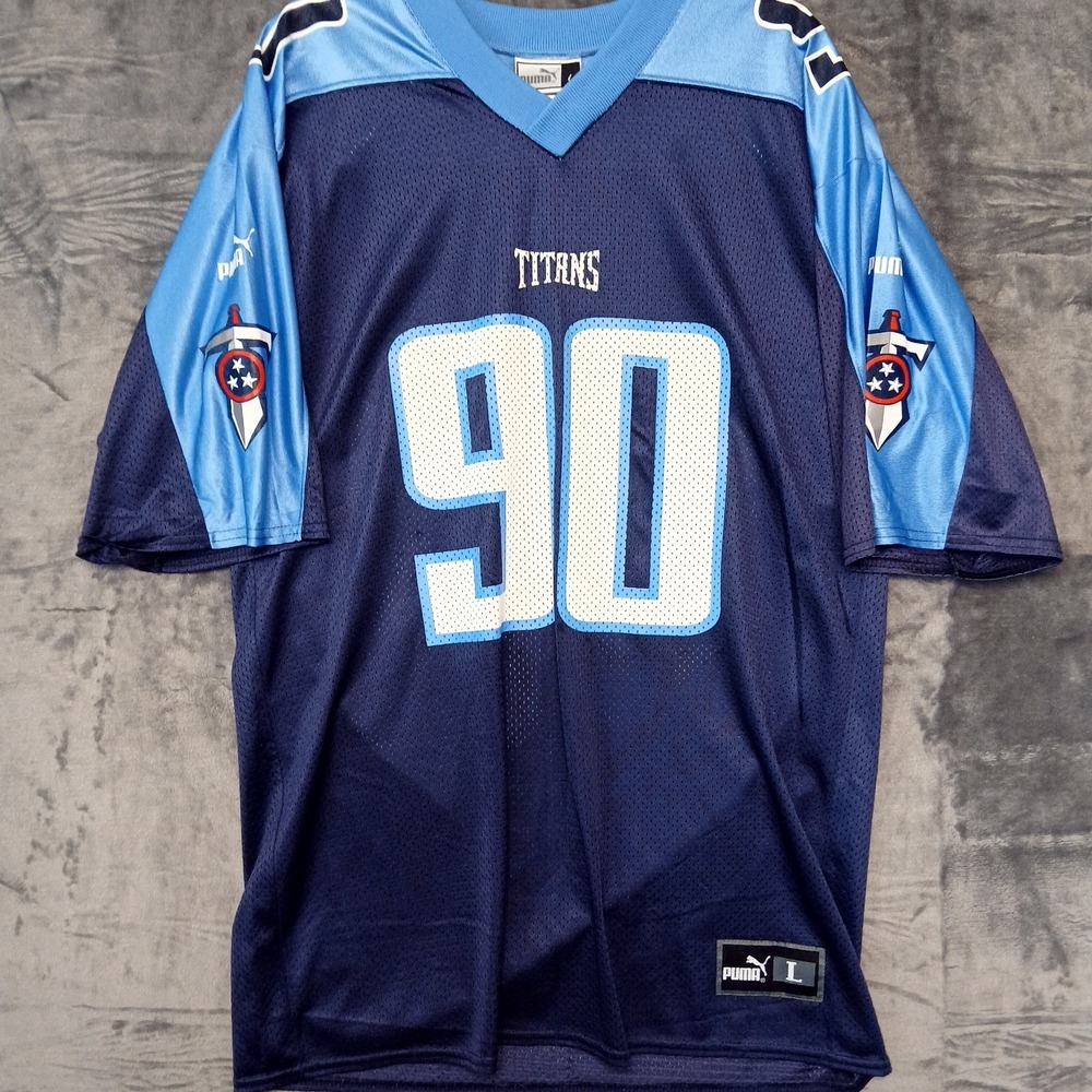 VTG Tennessee Titans Jersey Mens L Blue NFL Football Jevon Kearse The Freak 90s - Picture 2 of 4